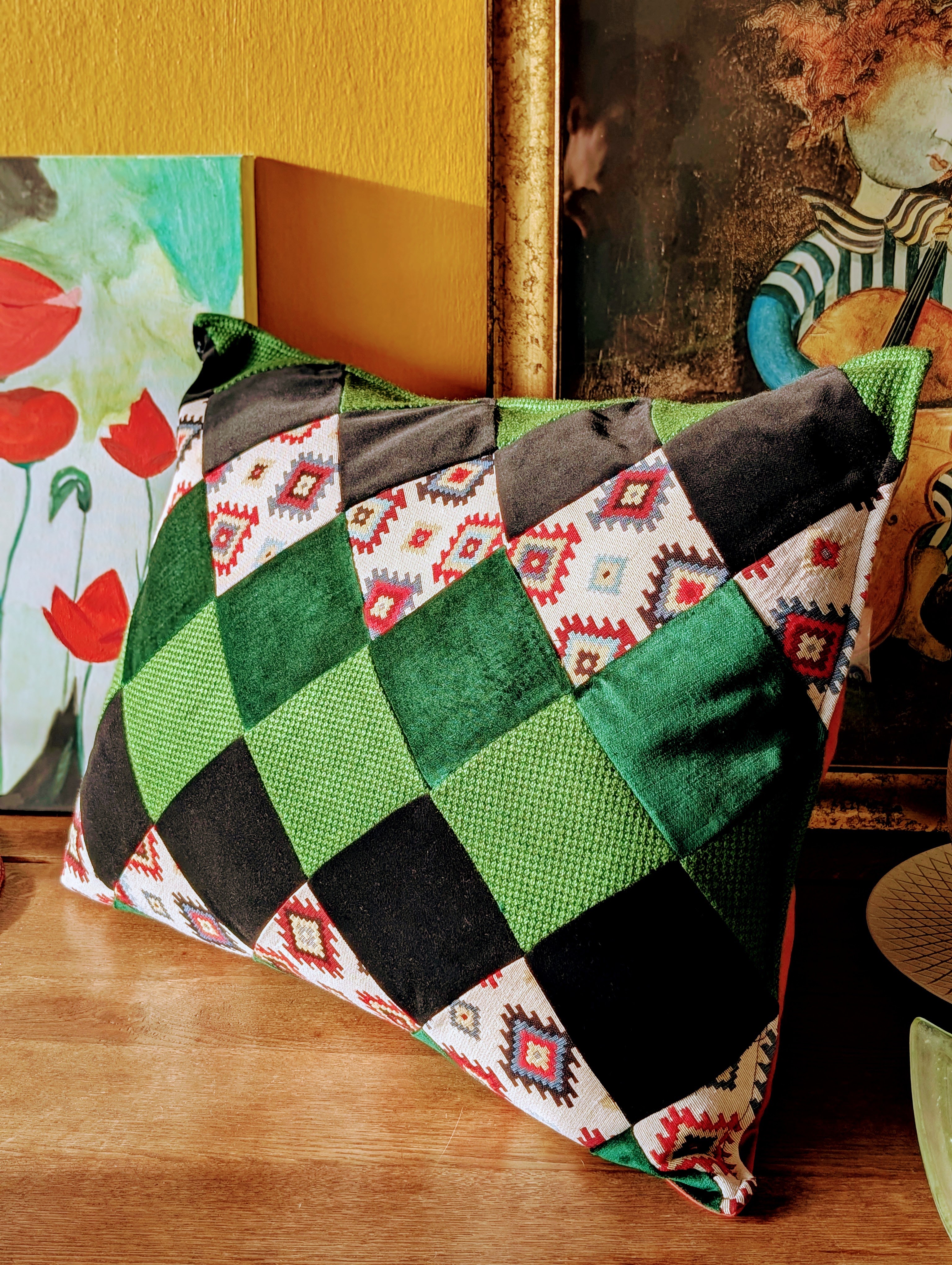 Kissen "Grüne Quadrate" - Miniaturbild 4