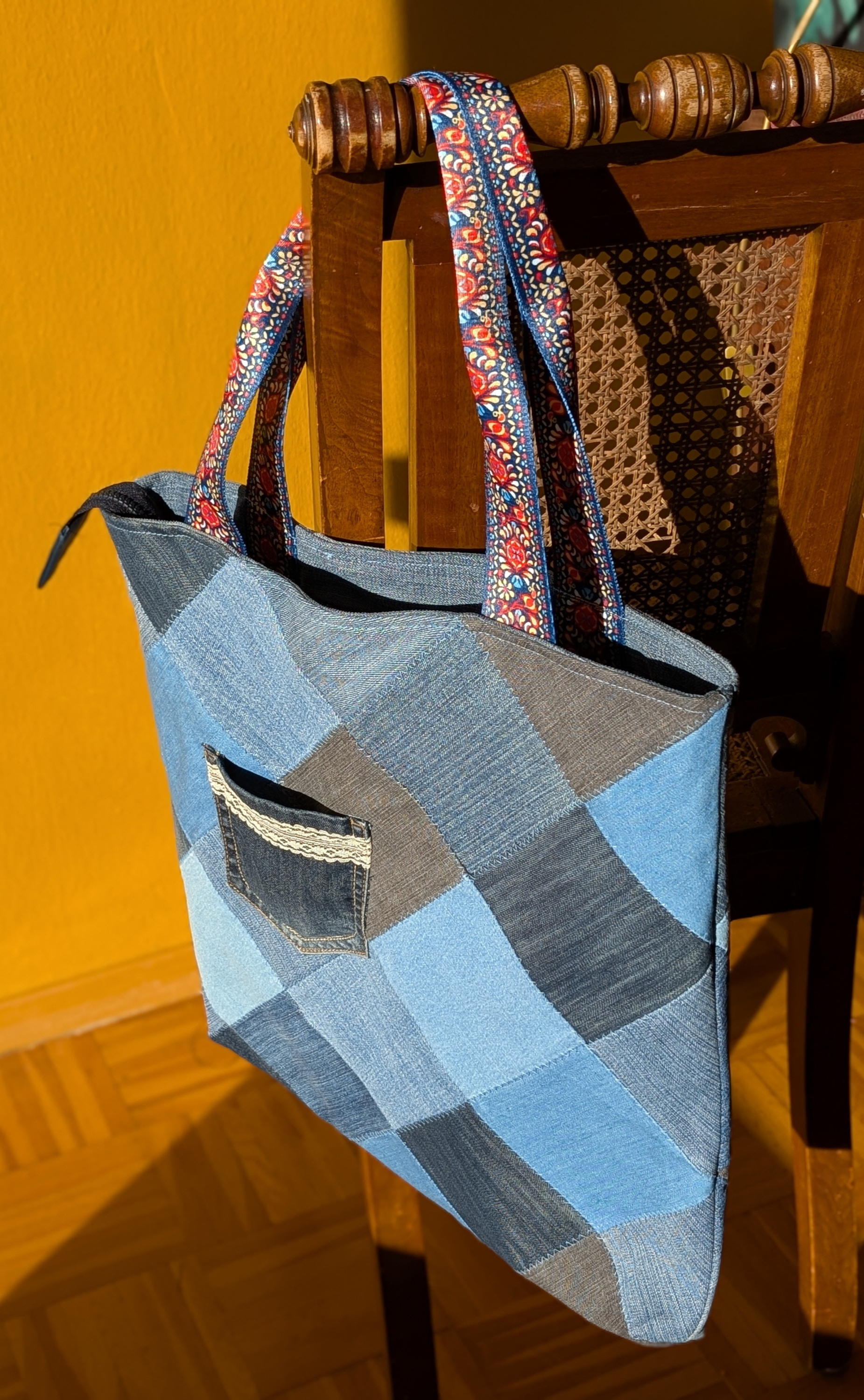 Tasche "Jeans & Quadrate" N°2 - Miniaturbild 3
