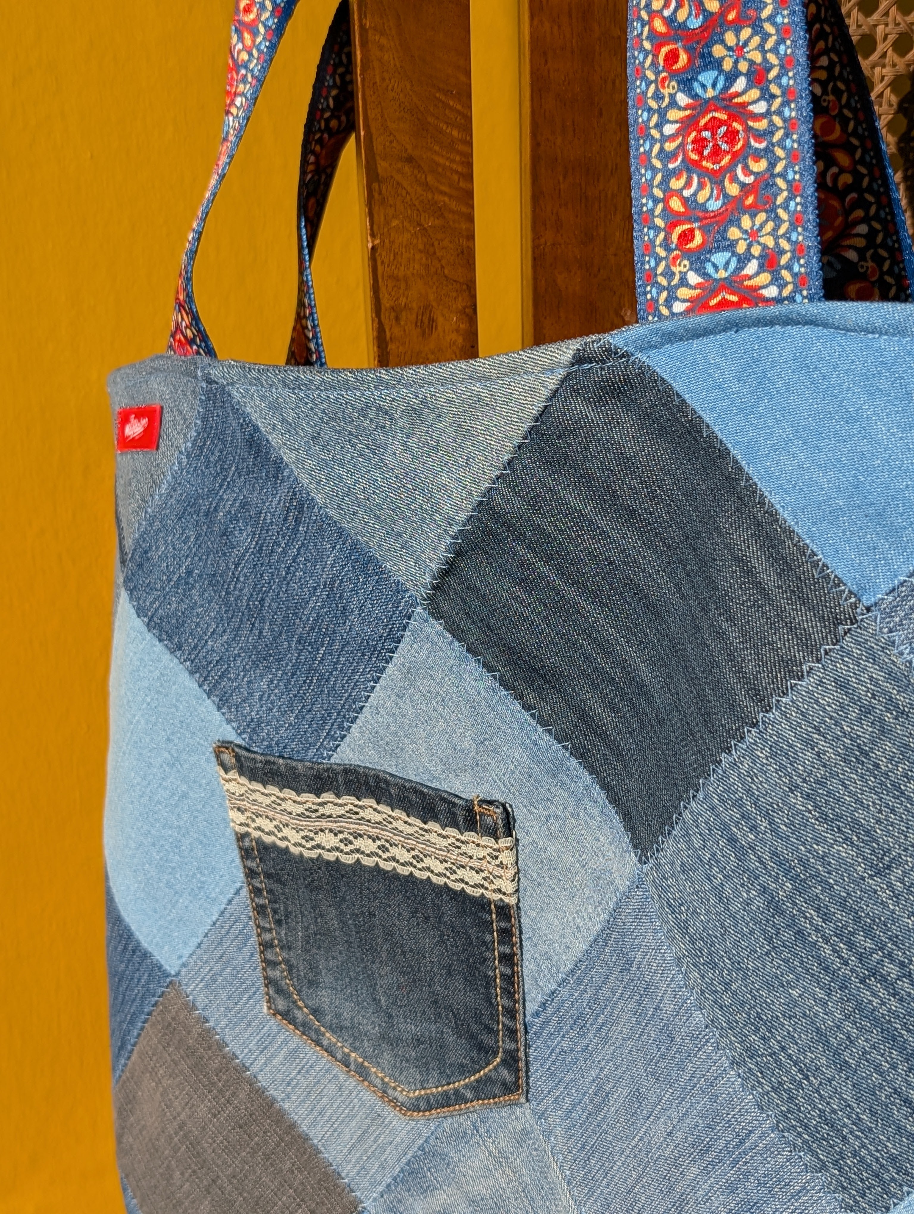 Tasche "Jeans & Quadrate" N°2 - Miniaturbild 5